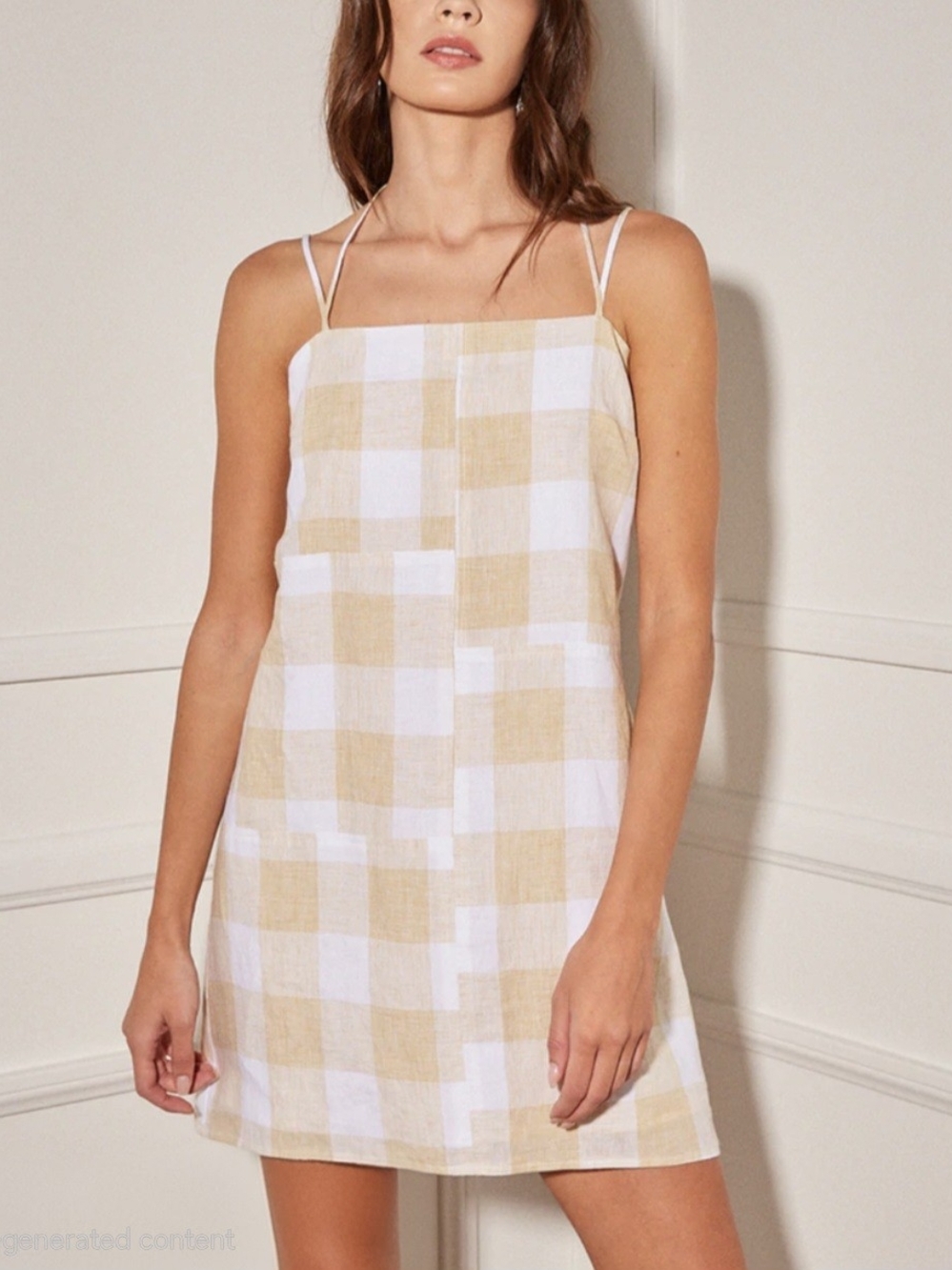 Trxxi 90s Y2K Sage Green Argyle Plaid Spaghetti Strap A-Line Mini Dress